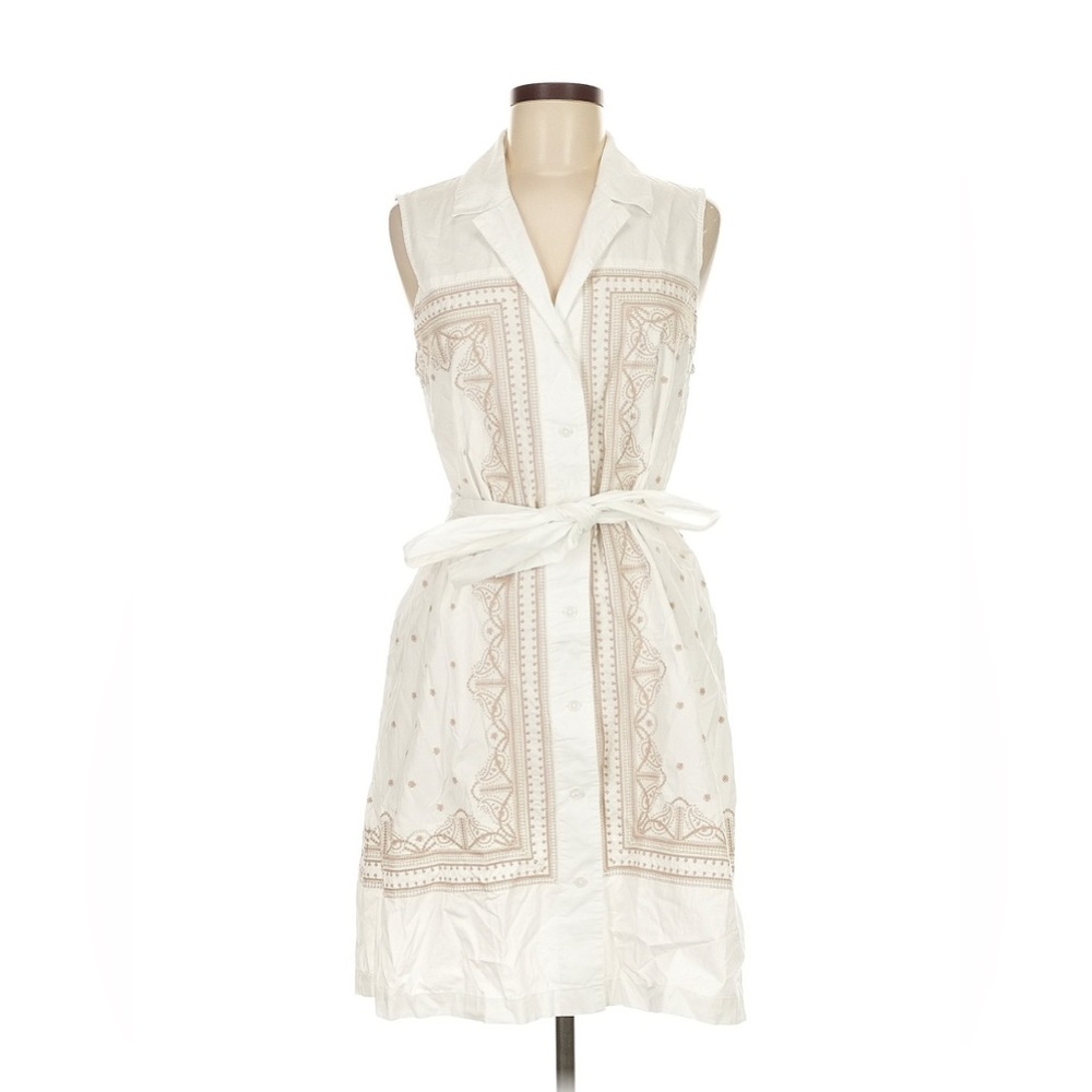 Banana Republic White Embroidered Sleeveless Cotton Dress – Size M